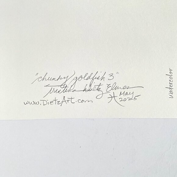 Chunky Goldfish 3 Original Watercolor Wall Art Painting 8x10in Matted FrameReady - Picture 7 of 8